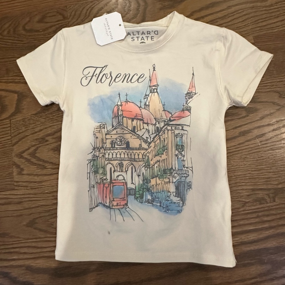 Altar'd State Florence Graphic Tee - Cream 🌟NWT🌟